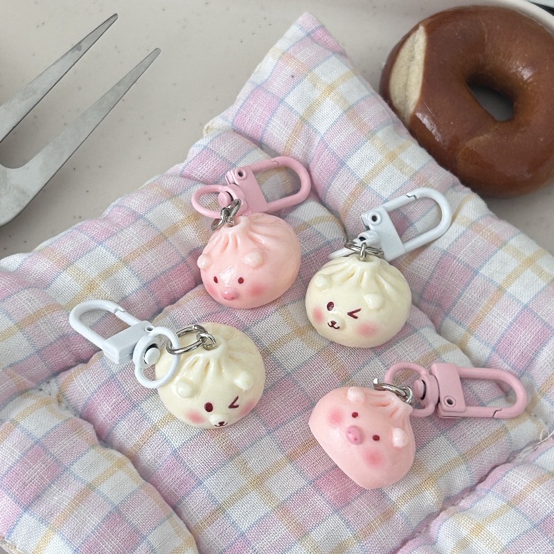 Car Accessories Bunnings - Kawaii Mini-Dampfbrötchen-Schlüsselanhänger für Mädchen und Frauen,